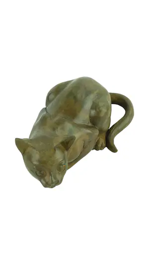 Pierre Chenet - Bronzen beeld van nieuwsgierige kat kopen? Bied vanaf 269!