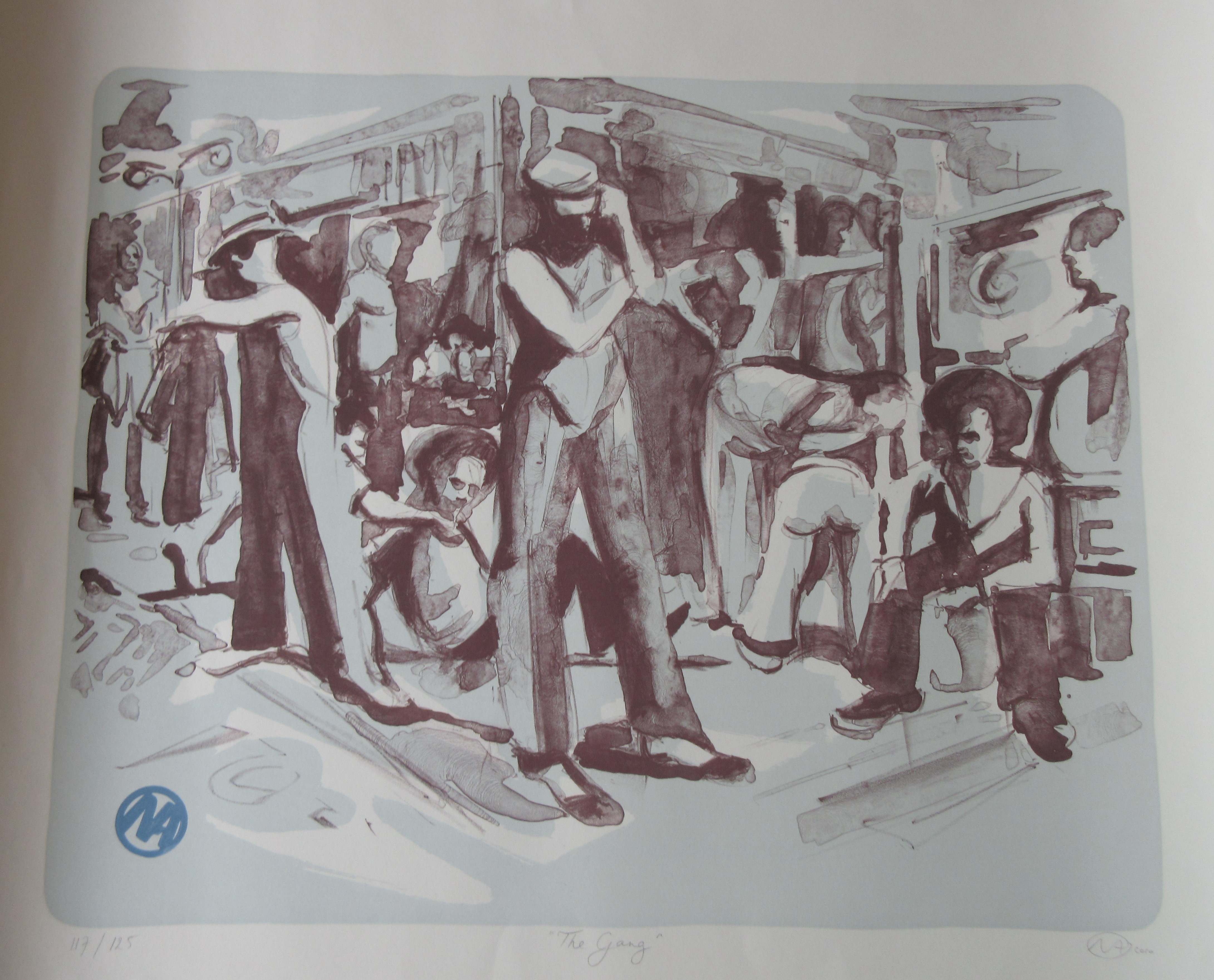 Niet of onleesbaar gesigneerd - Litho getiteld "The Gang" - gesigneerd NA - oplage 125 stuks kopen? Bied vanaf 1!