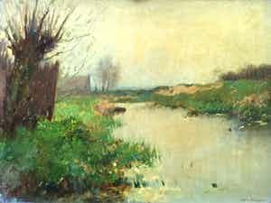 Aris Knikker - C4554-2 - Knotwilgen aan de vaart verkocht voor € 125!