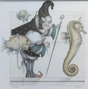 Michael Parkes - The Seahorse Collector - gesigneerde ingelijste steendruk kopen? Bied vanaf 495!