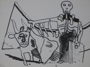Ed Dukkers - Toreador en stier - Litho kopen? Bied vanaf 30!