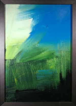 Wijm Bos - Acryl op paneel, Landschap 2 - Ingelijst (Groot) verkocht voor € 70!