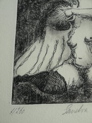 Sandra Hilhorst - Ingelijste ets , “Naakte Engel” – Loodskado 1995 kopen? Bied vanaf 35!