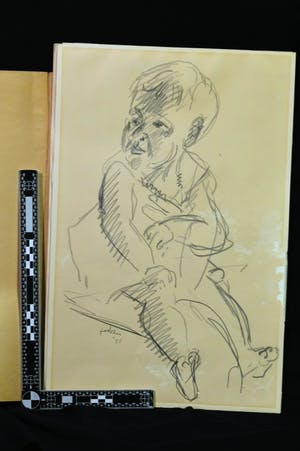 Jan van der Zee - 6 houtskoolschetsen van een zuigeling - 1955 kopen? Bied vanaf 45!