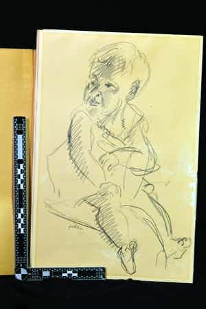 Jan van der Zee - 6 houtskoolschetsen van een zuigeling - 1955 verkocht voor € 45!