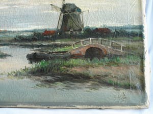 Clemens Wolters - Olieverf op doek, Molens in een Hollands landschap – ca 1915 kopen? Bied vanaf 35!