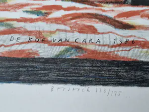 Herman Berserik - Grote -1986- kleuren lithografie "de koe van Cara" oplage 175 - potl. gesign. kopen? Bied vanaf 44!