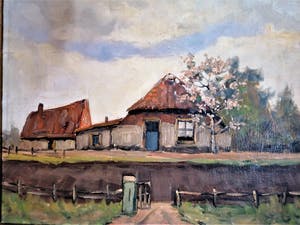 Adriaan Terhell - boerderij in landschap (gesigneerd Ch. Petit) kopen? Bied vanaf 125!