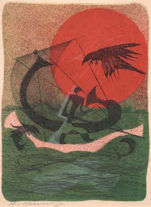 Harry van Kruiningen - kleurenlitho - 'Achnaton' - 1953 verkocht voor € 49!