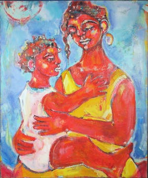 Christine Spierings - Olieverf op doek, Z.T. Moeder met kind (Groot) kopen? Bied vanaf 10!