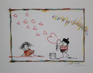 Wilhelm Schlote - Kleurengiclee LOVE BUBBLES Handgesigneerd. kopen? Bied vanaf 45!