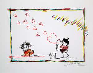 Wilhelm Schlote - Kleurengiclee LOVE BUBBLES Handgesigneerd. verkocht voor € 45!