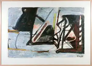 Theo Kuijpers - Gemengde techniek op papier, Abstracte compositie - Ingelijst (Groot) verkauft für € 350!