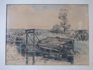 Louis Stutterheim - Boothuis in waterlandschap - Gemengde techniek kaufen? Bieten Sie von 1!