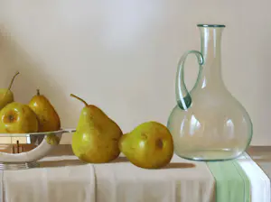 Tony De Wolf - Stilleven met peren, olieverf op paneel (zeer mooi ingelijst, groot) kopen? Bied vanaf 3950!