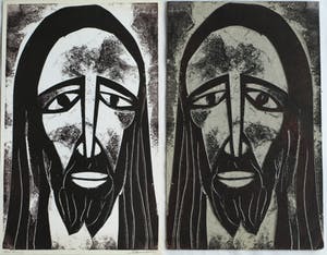 Jozef Bossaert - Originele kartonsnede + afdruk , “Portret Jezus” – 1978 kopen? Bied vanaf 20!