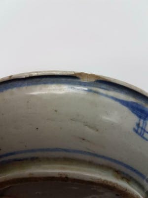 Niet of onleesbaar gesigneerd - Antiek Chinees porselein bordje blauw wit Ming periode, eind 16e -begin 17e eeuw kopen? Bied vanaf 1!