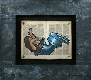 Jan Bollaert - Gemengde techniek op papier, Con Con - Ingelijst kopen? Bied vanaf 1!