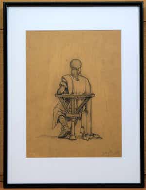 Johannes de Munck - Houtskooltekening - "Zittende edelman" verkocht voor € 70!