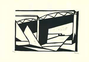 Thilo Maatsch - Houtsnede ABSTRACTE COMPOSITIE Handgesigneerd. verkocht voor € 65!