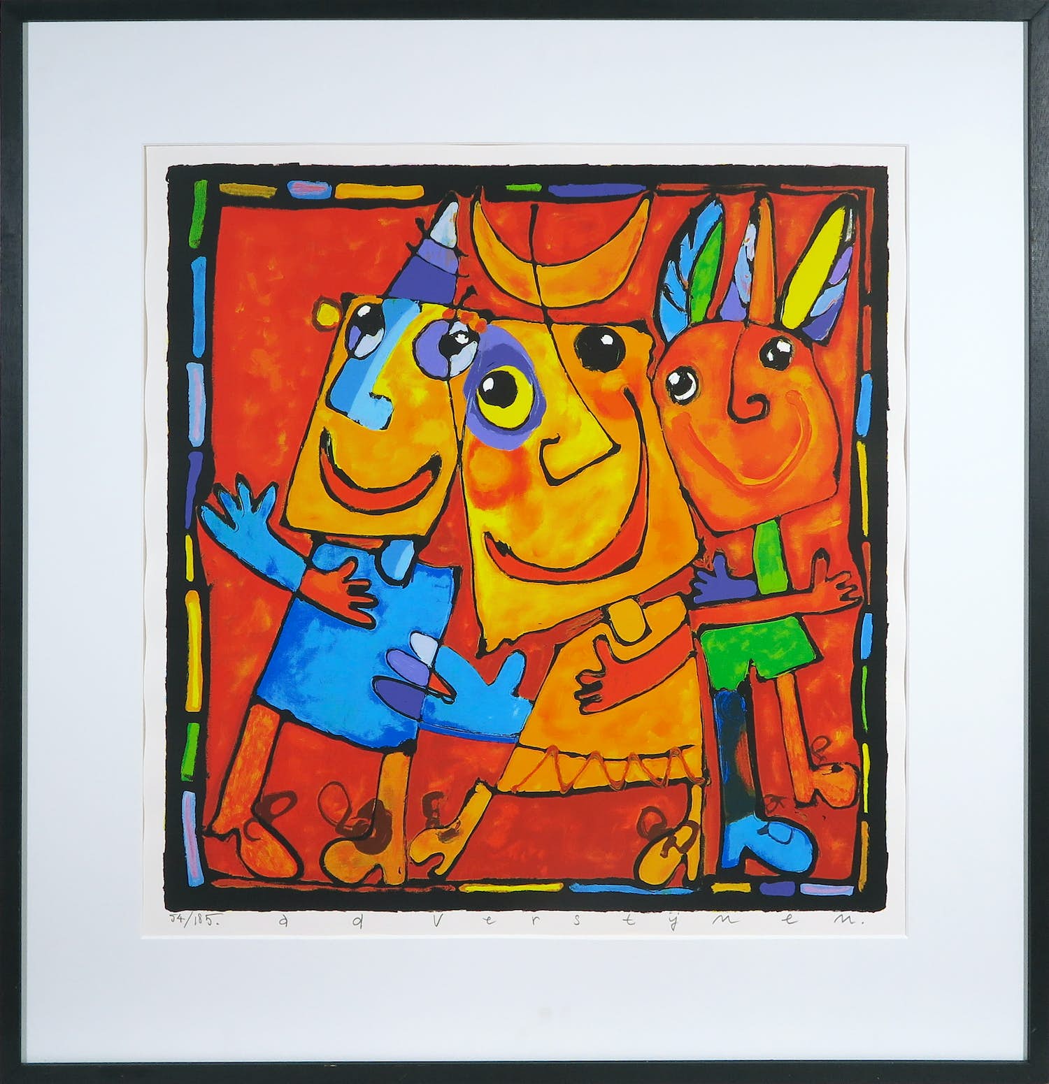 Ad Verstijnen - Zeefdruk, Indianenverhalen - Ingelijst verkocht voor € 1!