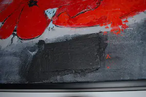 Antonio Poioumen - Rode bloemen, gemengde techniek, acryl - fraai ingelijst, groot kopen? Bied vanaf 350!