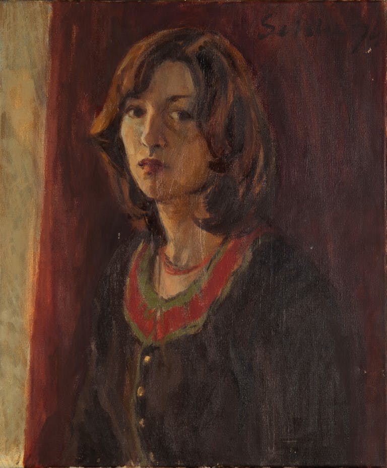 Setske Beek - Zelfportret - Olieverf op doek - gesigneerd r.b. - BKR Amsterdam - 1974 kopen? Bied vanaf 10!