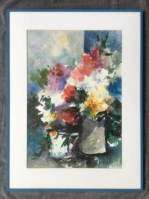 Henk Fonville - Blauw bloemstilleven kopen? Bied vanaf 100!