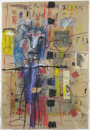 Rik van Iersel - Gemengde techniek op papier, Abstracte compositie - Ingelijst kopen? Bied vanaf 150!