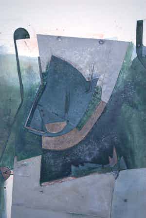 Henk Erkelens - materiekunst - schilderij gemengde techniek 1991 verkocht voor € 45!