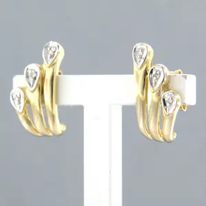 14k geel gouden oorknoppen bezet met single cut geslepen diamant kopen? Bied vanaf 145!