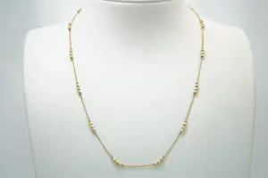 Acheter78 - Sierlijk 14 karaats geelgouden gourmette collier met bolletjes 48 cm lang? Enchérissez de 190!
