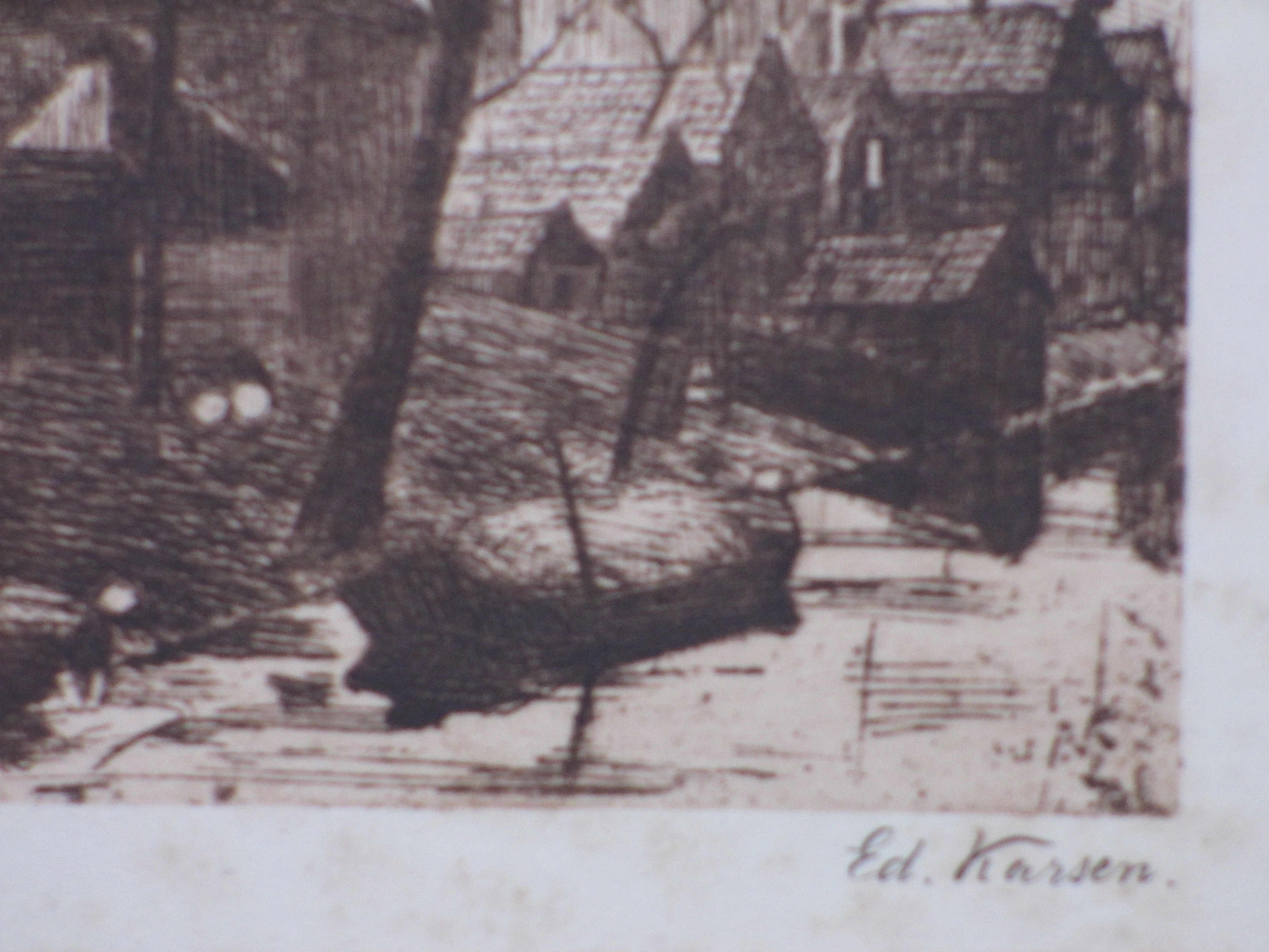 Eduard Karsen - Huizen aan de slootkant - Ets kopen? Bied vanaf 45!