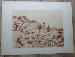 Jan Wiegers - Litho: Alpenlandschap rond Intragna - 1947 kopen? Bied vanaf 35!