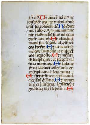 Geïllumineerde tekst op perkament uit een getijdenboek verkocht voor € 1!