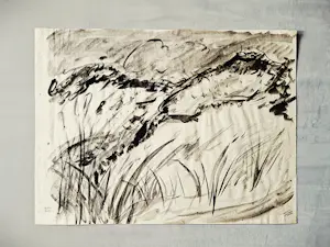 Henny Arkema-Niezen - Groninger Ploeg - Gouache/Oostindische inkt - Gronings landschap - gesigneerd kopen? Bied vanaf 34!