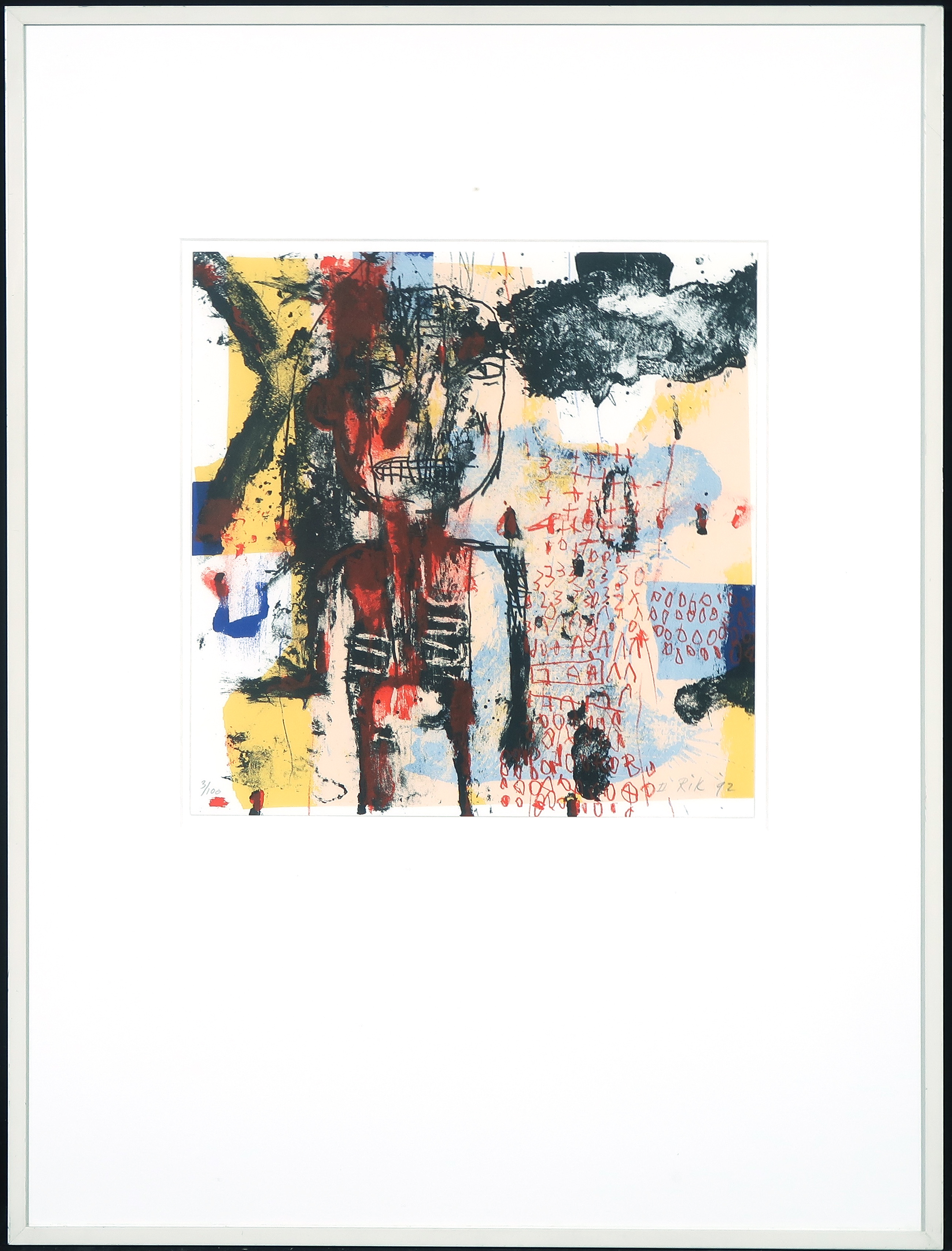 Rik van Iersel - Zeefdruk, Zonder titel - Ingelijst verkocht voor € 35!