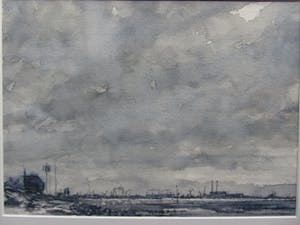 Jan Bom - Aquarel - Maasvlakte kopen? Bied vanaf 45!