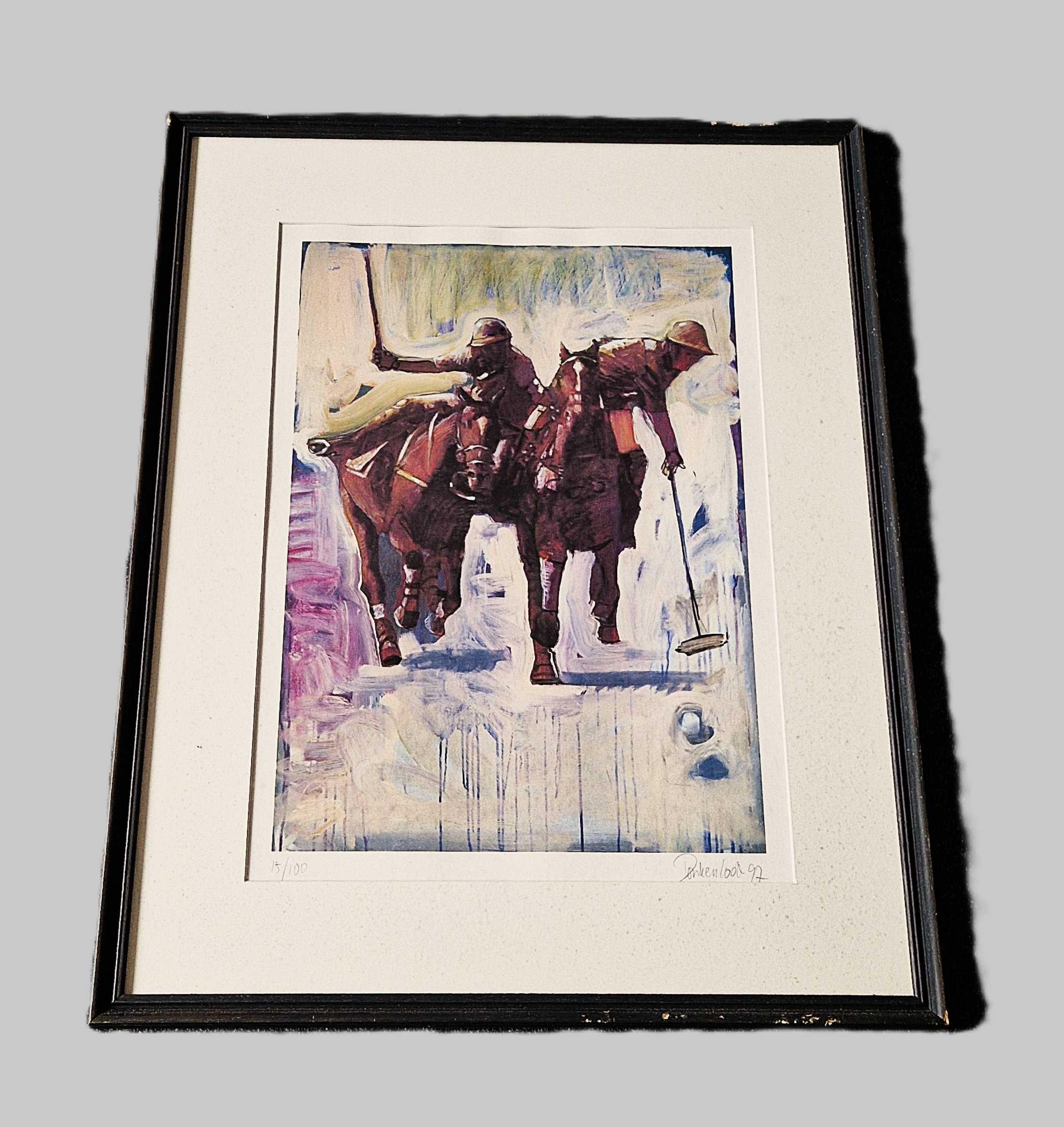 Peter Donkersloot - Grote kleuren Litho – Paarden en Polo – bep. oplage (100) - prima ingelijst! kopen? Bied vanaf 49!