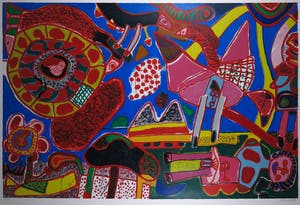 Corneille - Zeefdruk, Jardin des délices - Ingelijst (Zeer groot!) kopen? Bied vanaf 1000!