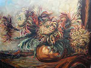 Niet of onleesbaar gesigneerd - Sierlijk werk van bloemen in vaas verkocht voor € 10!