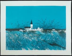 David Humphreys - Litho, Village with appletrees kopen? Bied vanaf 20!