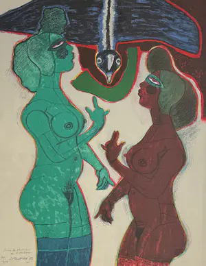 Corneille - handgesigeerde kleurenlitho | 'Sous le charme de l'oiseau' | 1982 (INGELIJST) kopen? Bied vanaf 550!