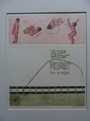 Helen van der Deen - Ets/Aquatint, Titel, " trampoline ". kopen? Bied vanaf 35!