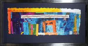 Jos Verwiel - Zeefdruk op geschept papier, Blue print II - Ingelijst (Groot) verkocht voor € 70!