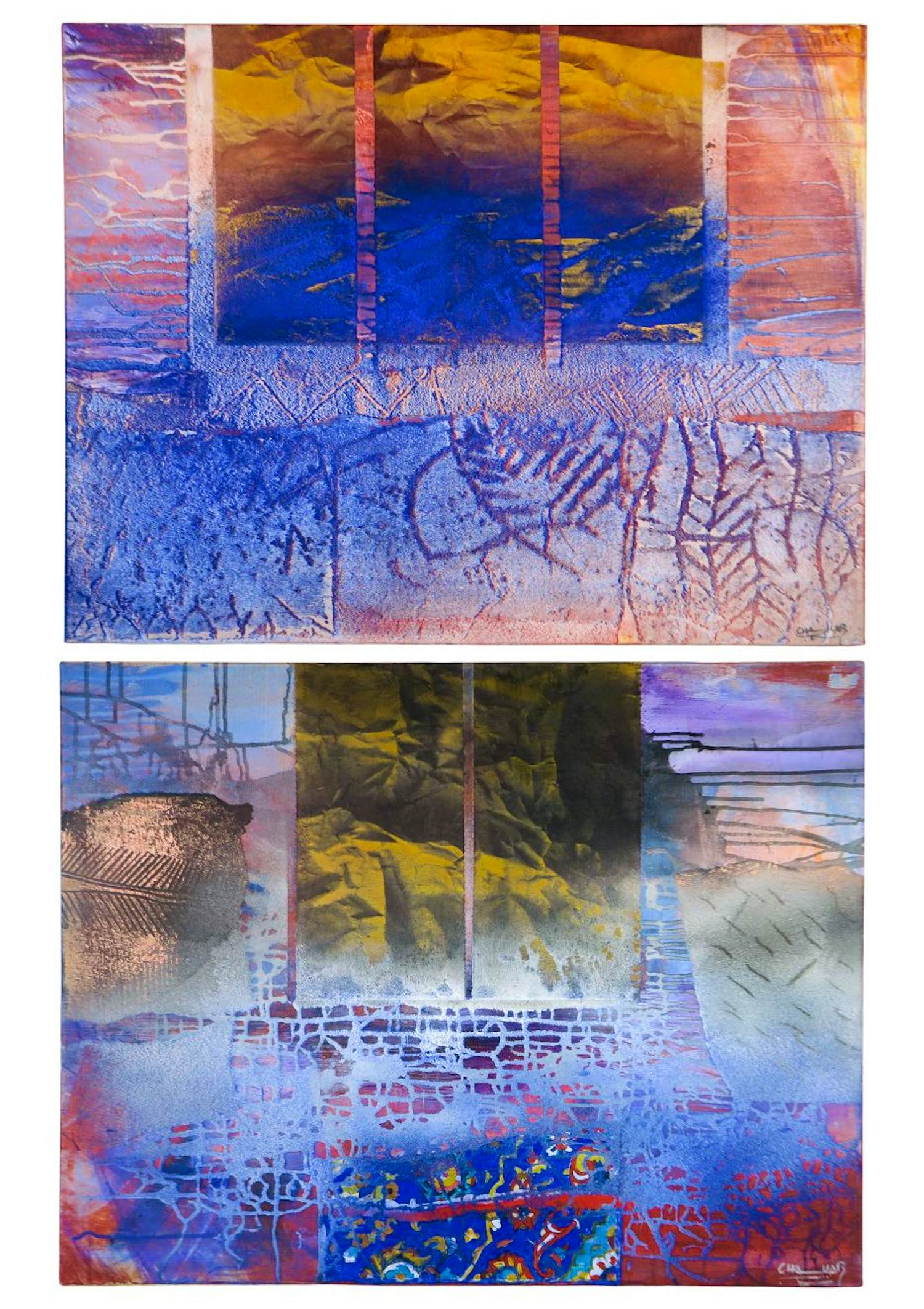 Chabab Tayefeh Mohajer - Gemengde techniek op doek, Tweeluik kopen? Bied vanaf 150!