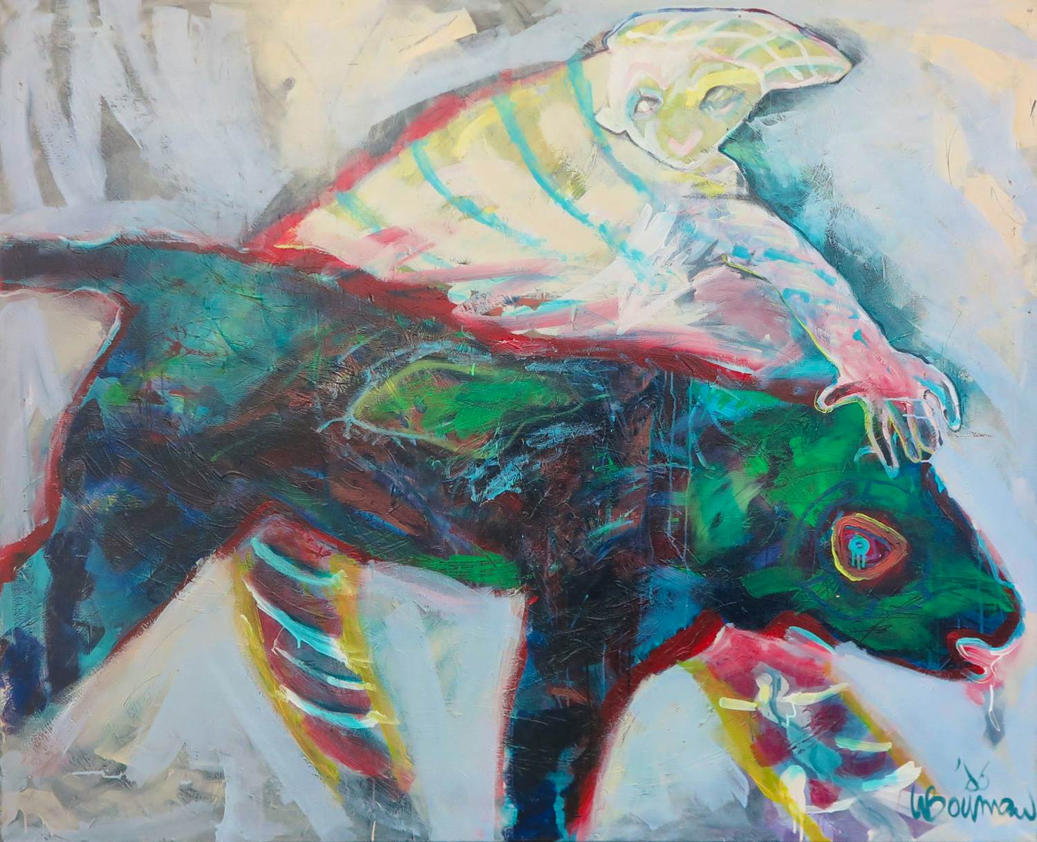 Willemijn Bouman - Acryl op doek, Gevangen (Groot) verkocht voor € 70!