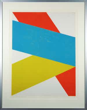 Michael Berkhemer - Houtsnede, Geometrische voorstelling - Ingelijst verkocht voor € 100!