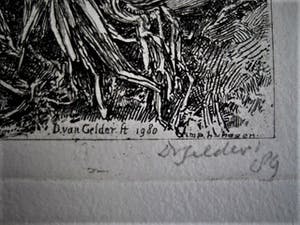 Dirk van Gelder - Meester graficus HERFST dennenappels, salamander etc - oplage 75 - potl.gesignrd kopen? Bied vanaf 68!