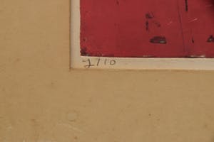 Cees Kortlang - Stijgende figuur in rood, 7/10, 1971 - kleurenets op papier - BKR Amsterdam kopen? Bied vanaf 20!